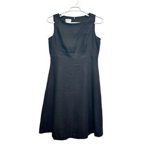 Talbot’s 100% Irish Linen Black Sheath Dress Sz 12 Sleeveless Lined Classic